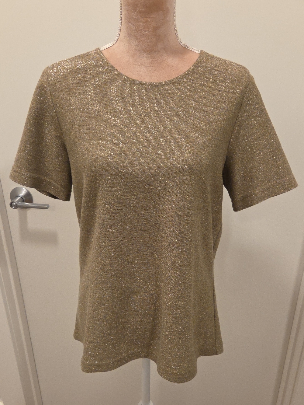 Vintage Nancy Bolen Metallic Gold Short-Sleeve Women's Top